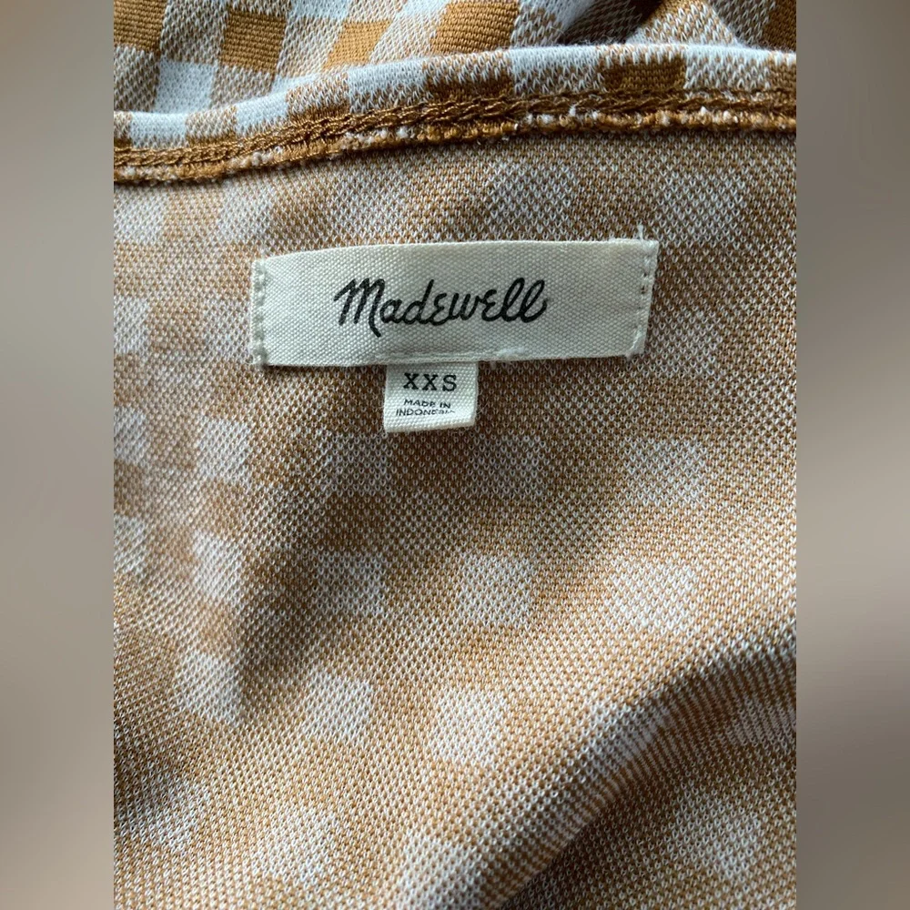 Madewell Gingham Jacquard Square-Neck Puff-Sleeve Top XXS